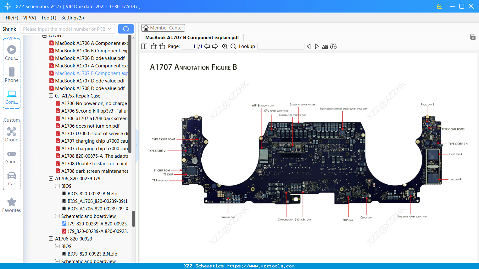 Laptop Apple MacBook A1707 B Component Explain